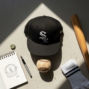 New Era Chicago White Sox Hat Cap Black Fitted 7 1/8 Men’s  On Field Collection